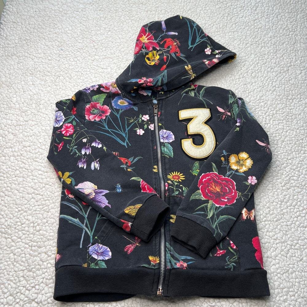 Zara Girls Floral Zip Front Hoodie 7